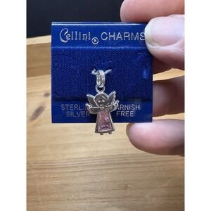 Cellini Charms sterling silver angel charm with a pink cubic zirconia stone NWT
